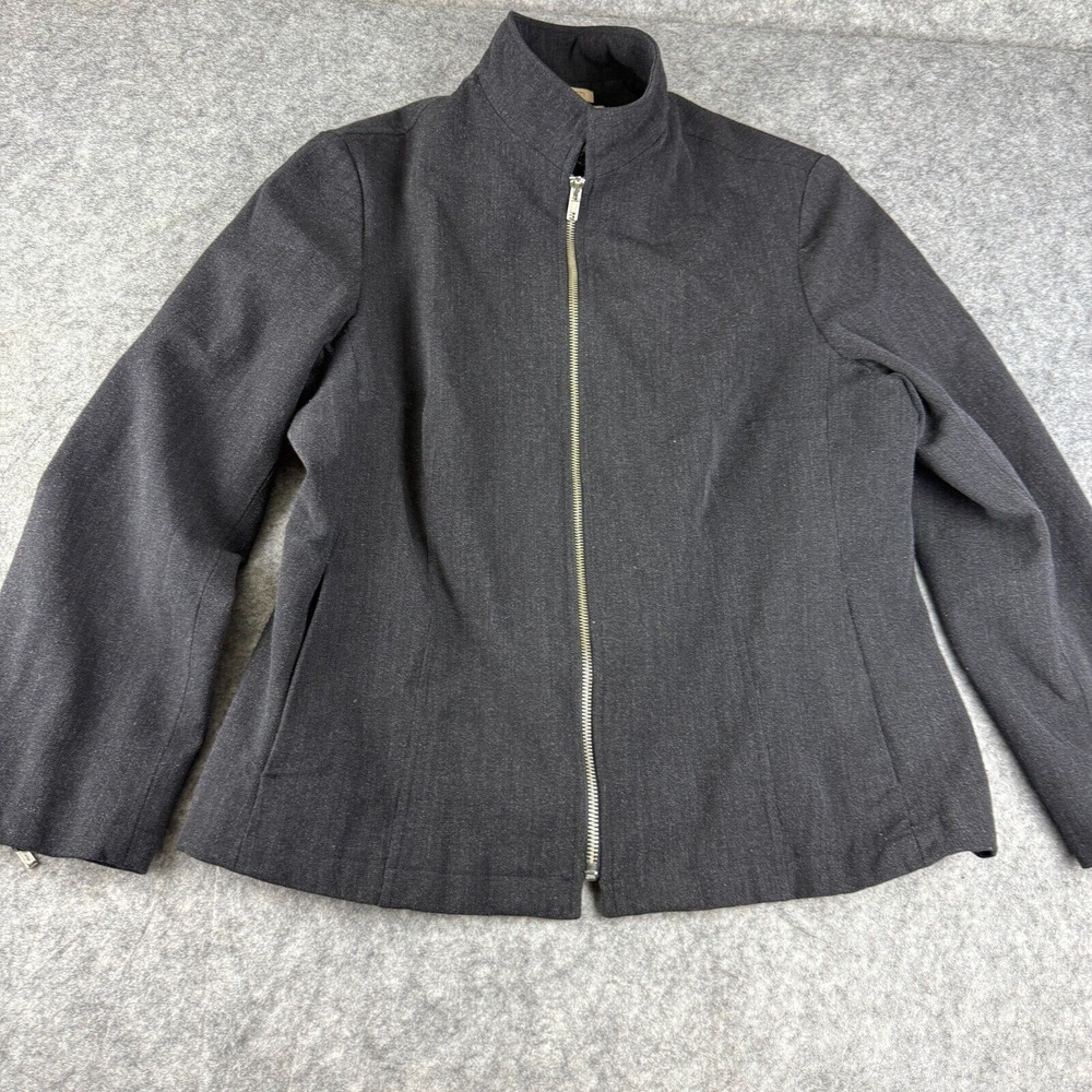 Jones New York Country Women Gray‎ Blazer Jacket Wool Size 16 Full Zip Tailored